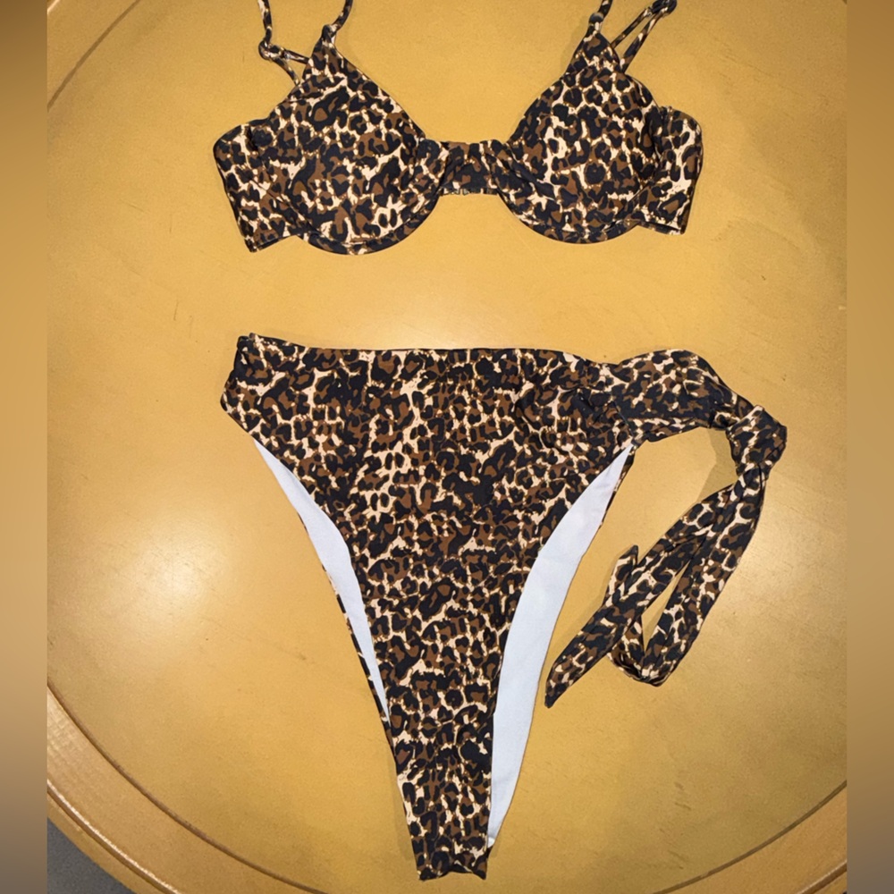 Leopard Print High Waisted Bikini Set